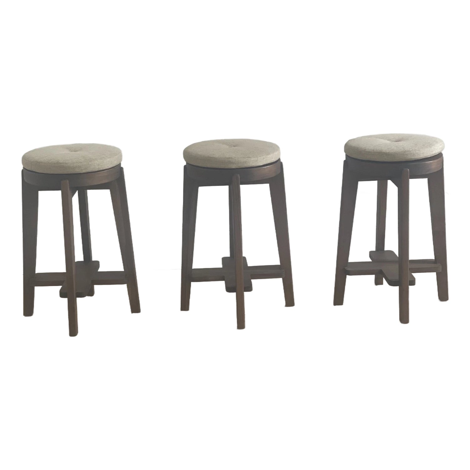 Set of 3 Pierre Jeanneret Style Teak Bar / Counter Stool Replica | Chairish