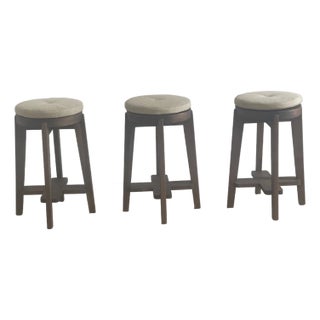 Set of 3 Pierre Jeanneret Style Teak Bar / Counter Stool Replica For Sale
