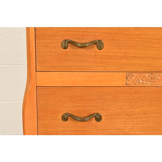 Mid-Century French Regency Carved Mahogany Highboy Dresser or Chest of Drawers, Circa 1950s For Sale - Image 12 of 18