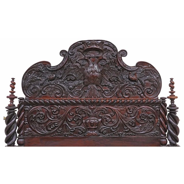 Spanish Revival 1800's Antique Spanish, Baroque Revival, Carved, Walnut, Twist Legs, Hall Bench!! For Sale - Image 3 of 7