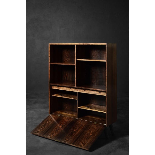 Mid-Century Modern Danish Modern Rosewood Bookcase with Bar by Erik Brouer for Brouer Møbelfabrik, 1960s For Sale - Image 3 of 18