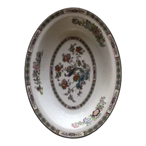 Vintage Wedgwood Bone China "Kutani Crane" Oval Vegetable Serving Bowl