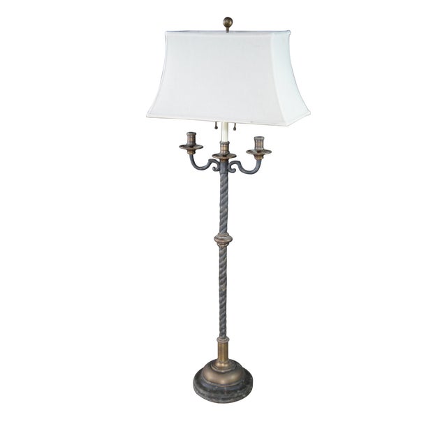 Gothic Late 20th Century Visual Comfort Spanish Revival Cast Iron Barley Twist Candelabra Floor Lamp For Sale - Image 3 of 13
