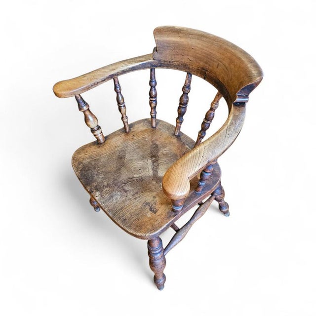 Wood Antique Victorian Captains Chair, 1900s For Sale - Image 7 of 10