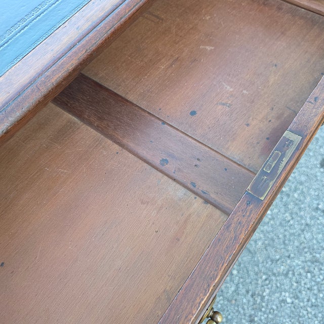 Antique Early 19th Century English Georgian Mahogany Partners' Desk With Green Leather Writing Surface, [54"w X 35.5"d X 30.5"h] For Sale - Image 10 of 18