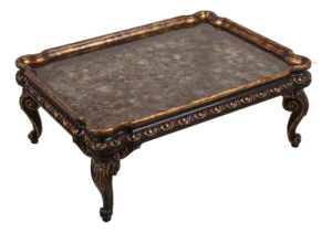 Vintage Large Eglomise Paint Decorated Coffee Table