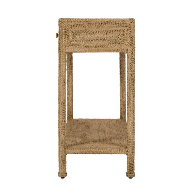 Como 31.5 in. W Rectangular Banana Leaf 1 Drawer Console Table with Lower Open Shelf, Natural Rattan For Sale In Chicago - Image 6 of 8