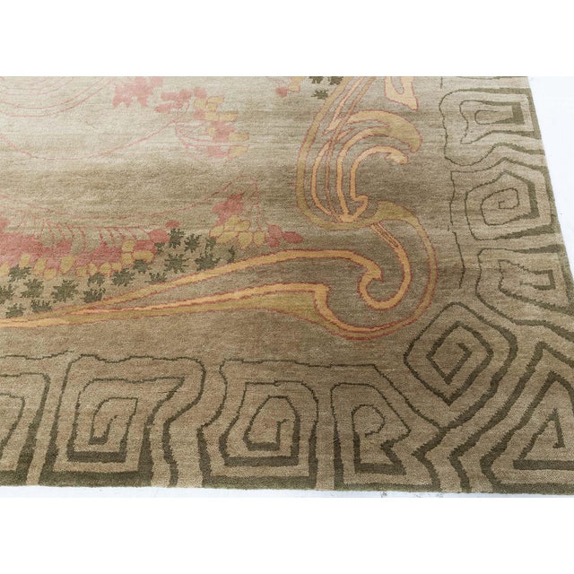 Early 21st Century Modern Art Nouveau And Geometric Beige Rug "Naissance" by Doris Leslie Blau For Sale - Image 5 of 8