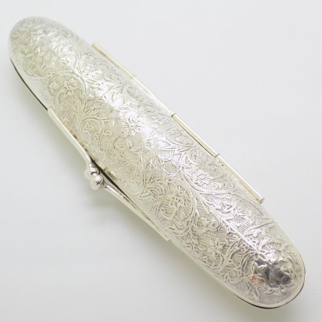 Vintage Italian Handmade Genuine Sterling Silver 925 Cigar Holder Florentine Box For Sale - Image 6 of 10