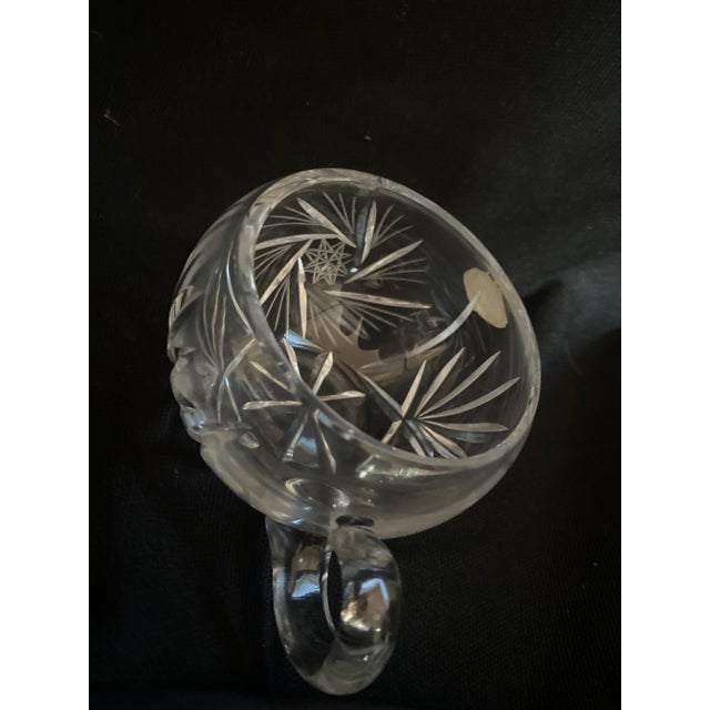 Glass Mid 20th Century Crystal Hand Cut German Covered Punch Bowl With 10 Crystal Cups Excellent Mint Condition For Sale - Image 7 of 12