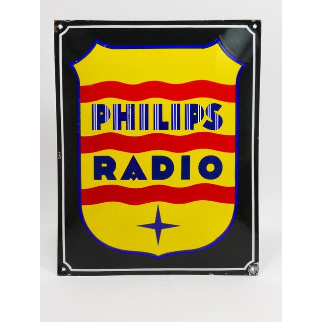 Enamel Philips Radio Advertising Sign, 1930s For Sale - Image 14 of 18