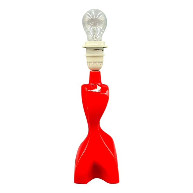 Sculptural Mid-Century Porcelain Lamp in the style of Heifetz, Space Age, Red For Sale