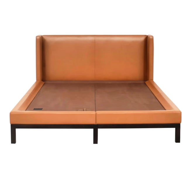 Wood Christian Liaigre Saddle Leather Omen Bed, Queen, France, 2000’s. For Sale - Image 7 of 8