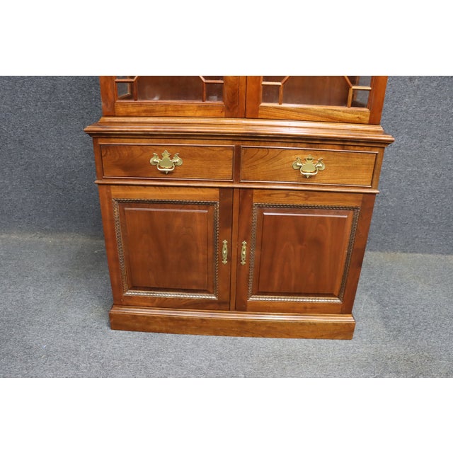Stickley Cherry Two-Piece China Cabinet With Glass Doors For Sale - Image 12 of 15