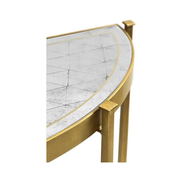 2020s Art Deco Gilded Demi Lune Console Table For Sale - Image 5 of 5