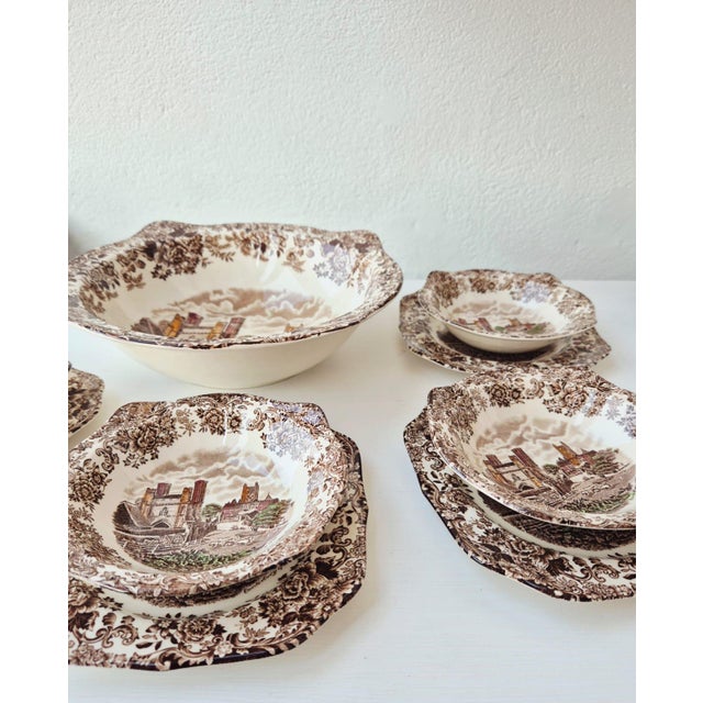 Vintage English Ironstone Dessert Set by Johnson Bros, 1970s, Set of 9 For Sale - Image 6 of 15