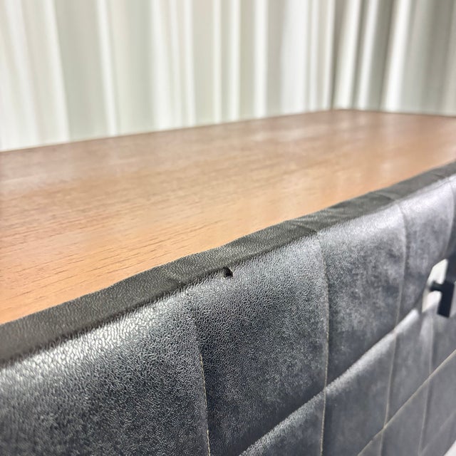 Modern Sideboard with Imitation Leather in Wood and Stainless Steel, 1960 For Sale - Image 13 of 14