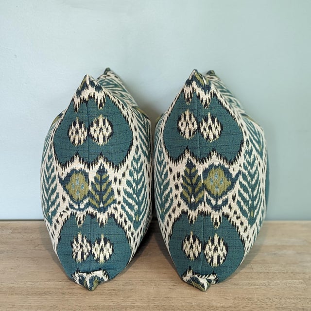 Tribal Brunschwig & Fils Bukhara Ikat 22" Pillows - Set of 2 For Sale - Image 3 of 5