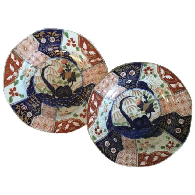 1805 Coalport Porcelain Imari Soup Bowl Plates in Rock & Tree Pattern - A Pair For Sale - Image 10 of 10