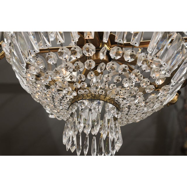Metal 9-Light Crystal French Empire Chandelier, Early 20th C. For Sale - Image 7 of 14