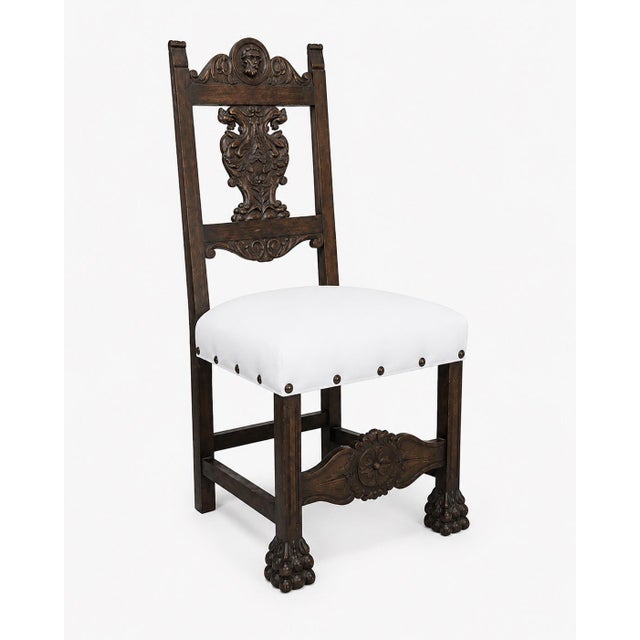 Antique English Hand-Carved Figural Chairs / Set of 2 For Sale - Image 4 of 4
