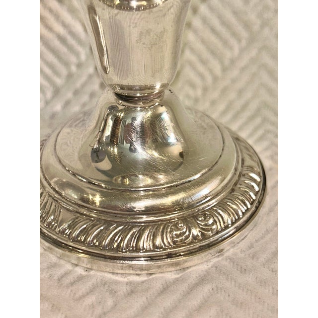Silver Vintage Sterling Silver Weighted Candlestick Holders - An Unmatched Pair For Sale - Image 8 of 11