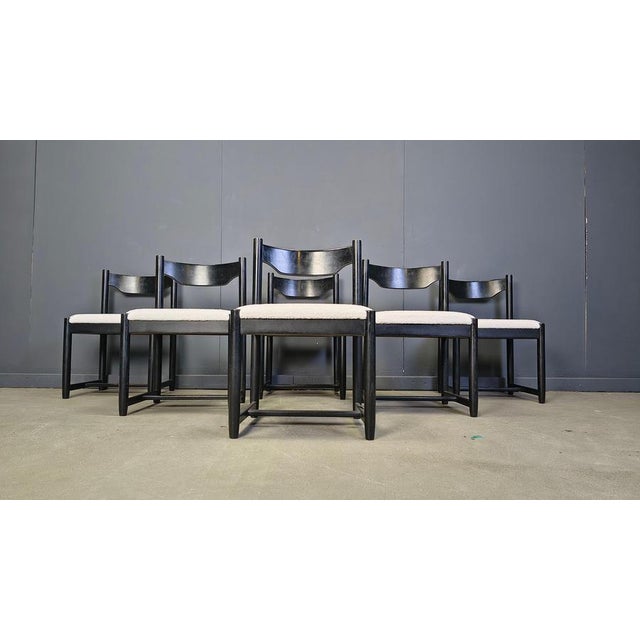 Vintage Black Wooden Dining Chairs, 1970s, Set of 6 For Sale - Image 10 of 15