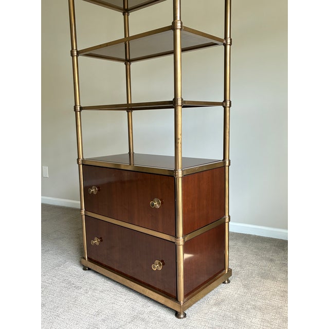 Late 20th Century Laura Kirar for Baker Modern Brass and Wood Frazier Etagere For Sale - Image 11 of 12