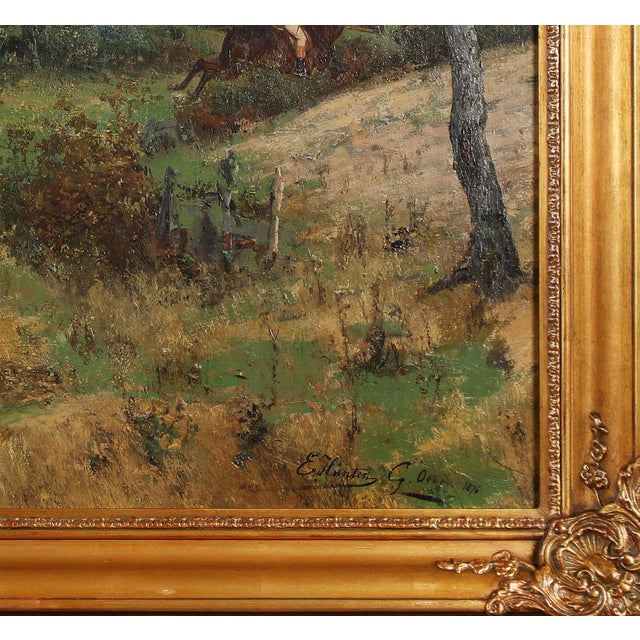 19th Century Emil Hünten and Georg Oeder, Parfoce Hunt from 1876, Oil For Sale - Image 5 of 9