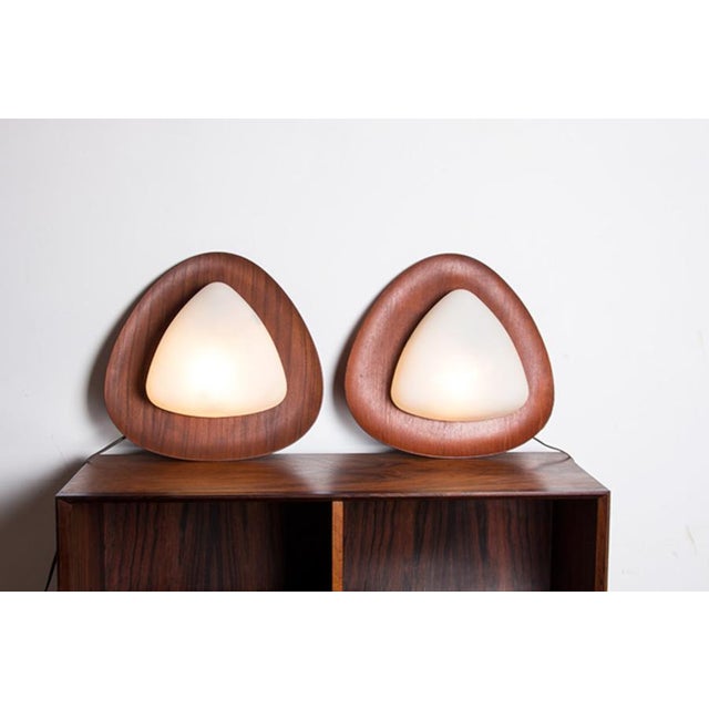 Italian Teak and Opaline Wall Lights by Goffredo Reggiani, 1960s, Set of 2 For Sale - Image 9 of 12