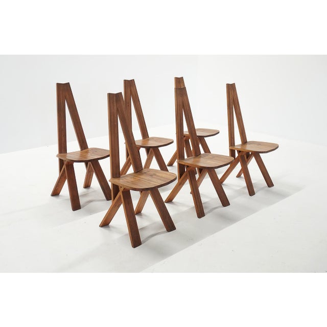 Vintage S45 Chlacc Dining Chairs by Pierre Chapo, 1970s, Set of 6 For Sale - Image 10 of 10