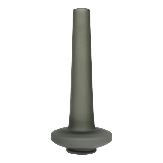 Murano Vintage Dino Martens Slate Gray Satin Surface Italian Art Glass Space Age Flower Vase, Mid-Century Era For Sale