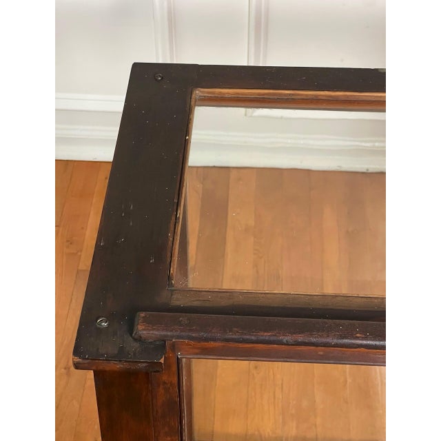 Antique English Six-Pane Glass and Mahogany Display Showcase Vitrine, C. 1900 For Sale - Image 9 of 14