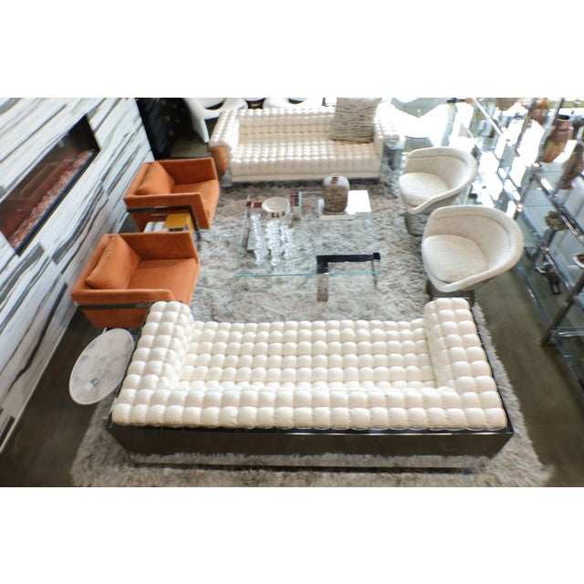 Animal Skin Mid 20th Century Paul Evans Biscuit Tufted Cityscape Sofas, Signed For Sale - Image 7 of 9