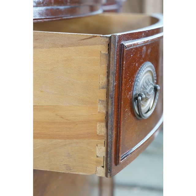 Mid Century Sheraton Style Mahogany Bow Front China Curio Display Cabinet 82" For Sale - Image 10 of 18
