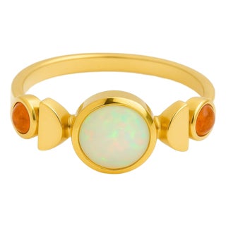 14k Gold Ring With Opal Cabochon, Size 6.75 For Sale
