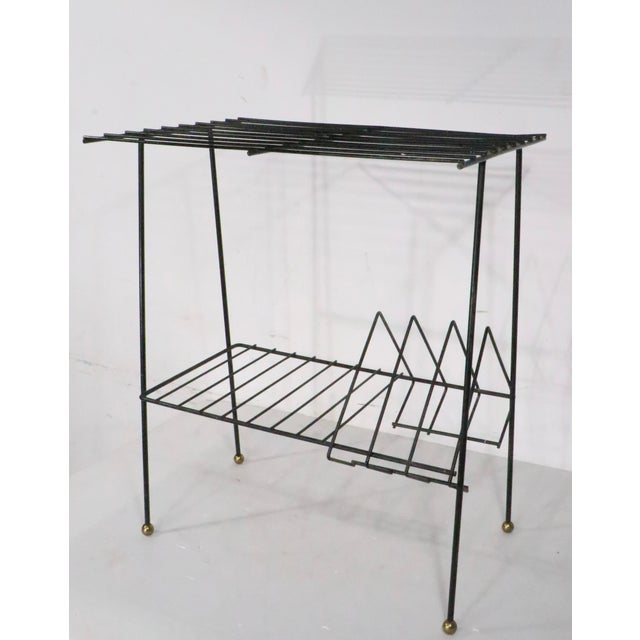 Metal Mid 20th Century Wrought Iron Record Rack Stand For Sale - Image 7 of 10