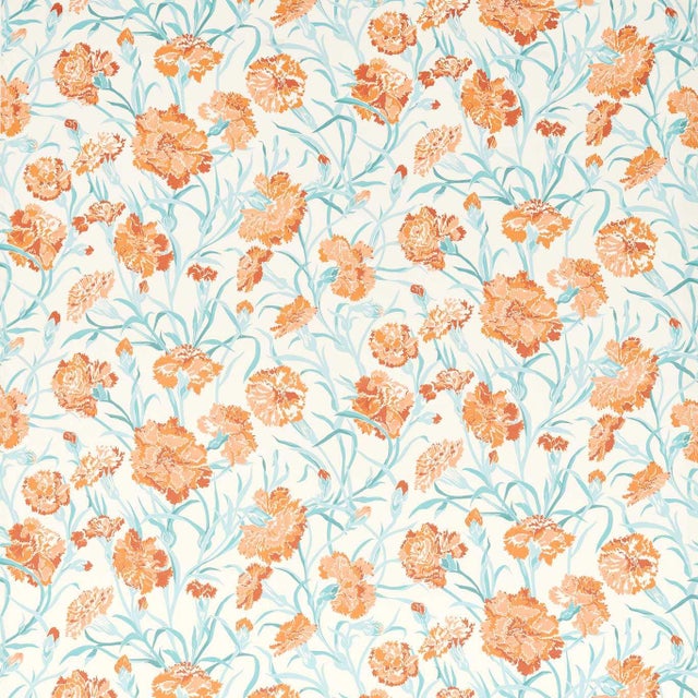 Harlequin Fleur de Joie Fabric in Paprika/Aqua - a Sample For Sale