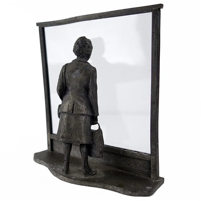 Vintage Zinc Statue of a Flemish Lady Who is Window Shopping at UNIC Supermarket For Sale - Image 4 of 11