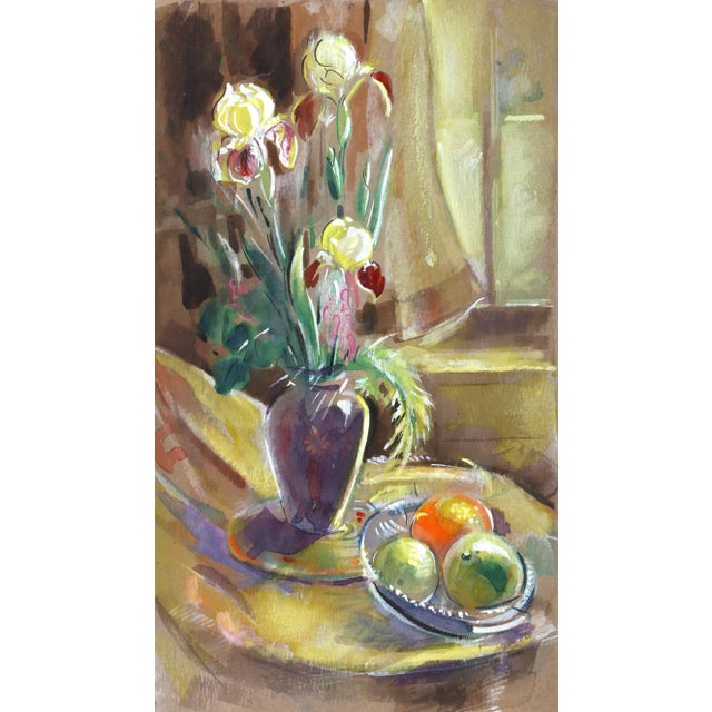 Yellow Iris and Fruit Charles Blaze Vukovich American (1918–1986) Date: circa 1980 Watercolor on Paper Size: 14 x 8 in....