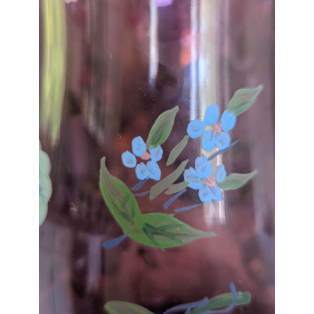 Vintage Hand Painted Purple Glass Hurricanes- A Pair For Sale - Image 16 of 17