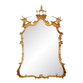 Friedman Brothers Shun Wo Dynasty Carved Mirror in Classic Gold - 27"x50" For Sale