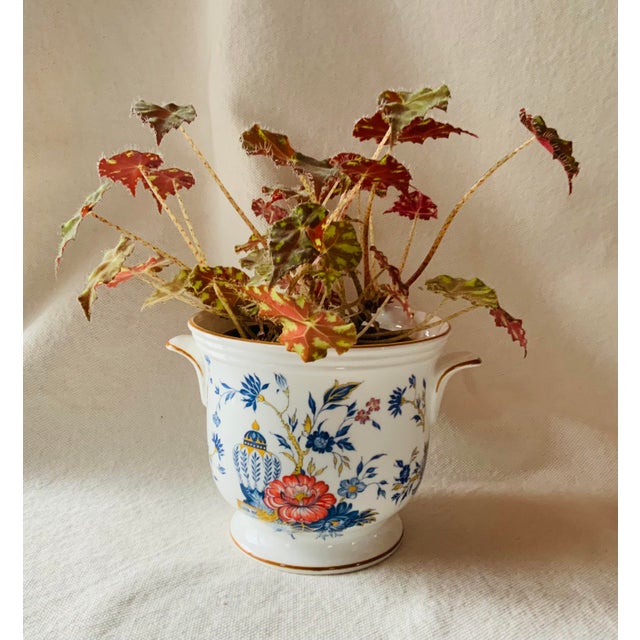 An exquisite English bone china cachepot in the elegant PENANG pattern — that most enduring and romantic of all...