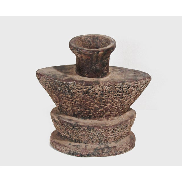 Brutalist Brutalist Studio Pottery Vase – Hand-Built Stoneware, Volcanic Texture, Circa 1970s For Sale - Image 3 of 13
