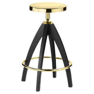 Leporello Senior Bar Stool with Dark Oak Legs by Paolo Rizzatto For Sale