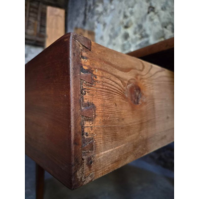 Antique French Walnut Farmhouse Dining Table with Drawer, 1900s For Sale - Image 10 of 18