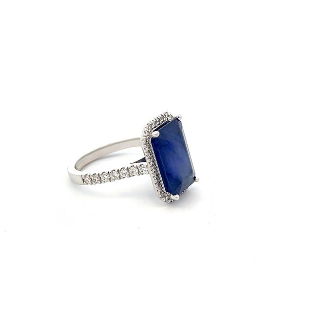 Sapphire Diamond Ring Size 6.25 14k Gold 6.84 TCW Certified For Sale - Image 12 of 13