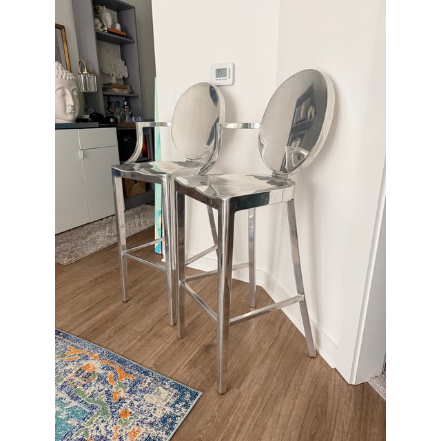 One Armed Aluminum Kong Bar Stools (Pair) by Philippe Starck for Emeco For Sale - Image 15 of 15