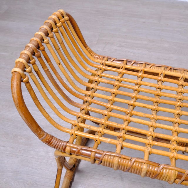 Vintage Italian Bamboo and Wicker Ottoman, 1950s For Sale - Image 11 of 13