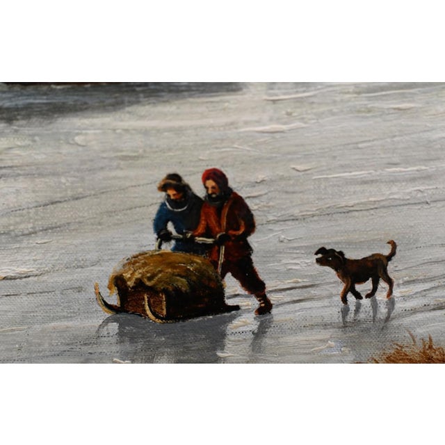 Flemish Artist, Winter Landscape, Oil Painting, Framed For Sale - Image 6 of 12